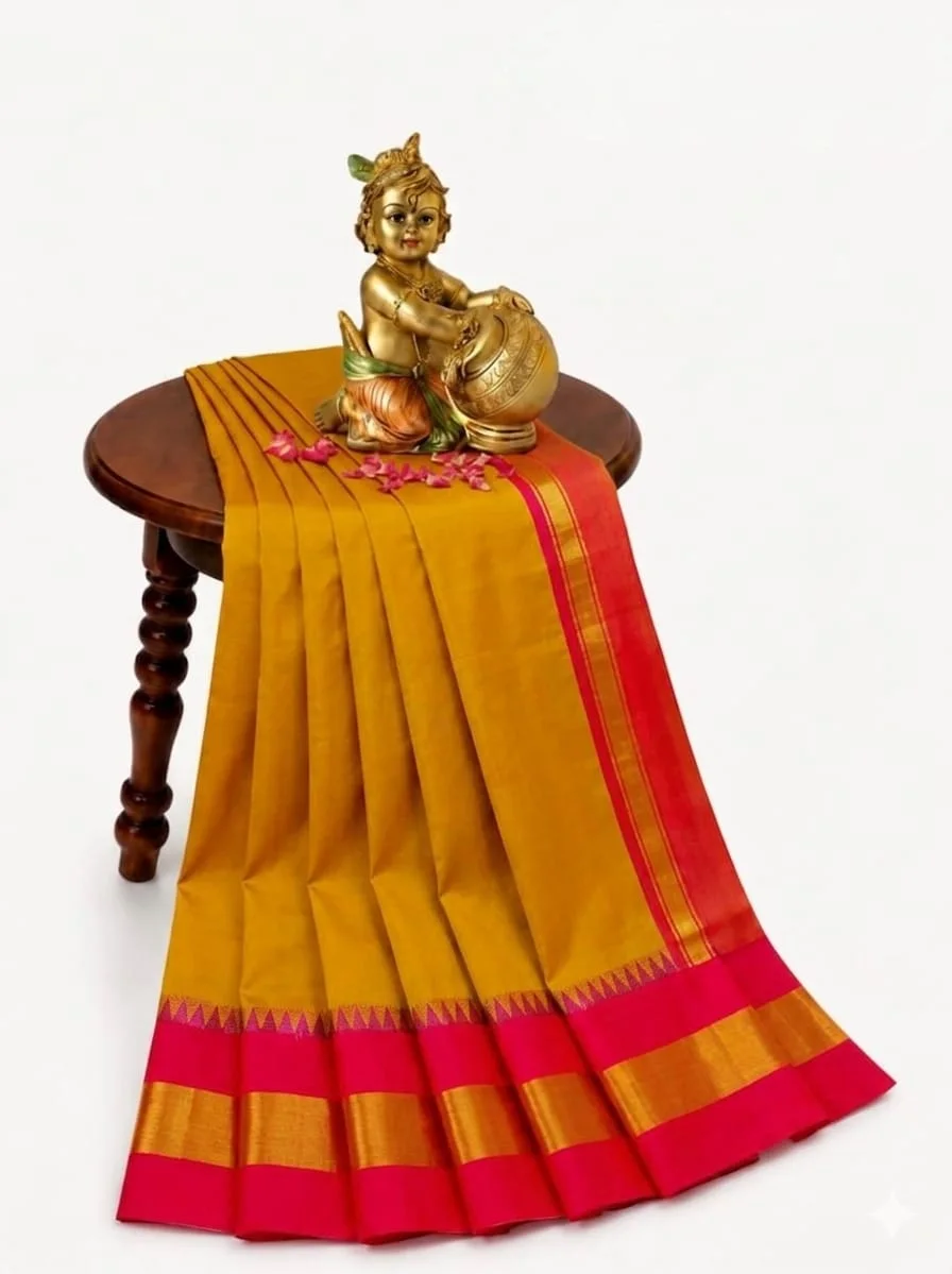 Rosy Pink Korvai Cotton Saree